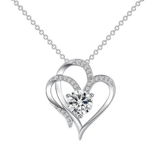 New Design Heart Necklace Heart Shaped White Round Zircon Necklace